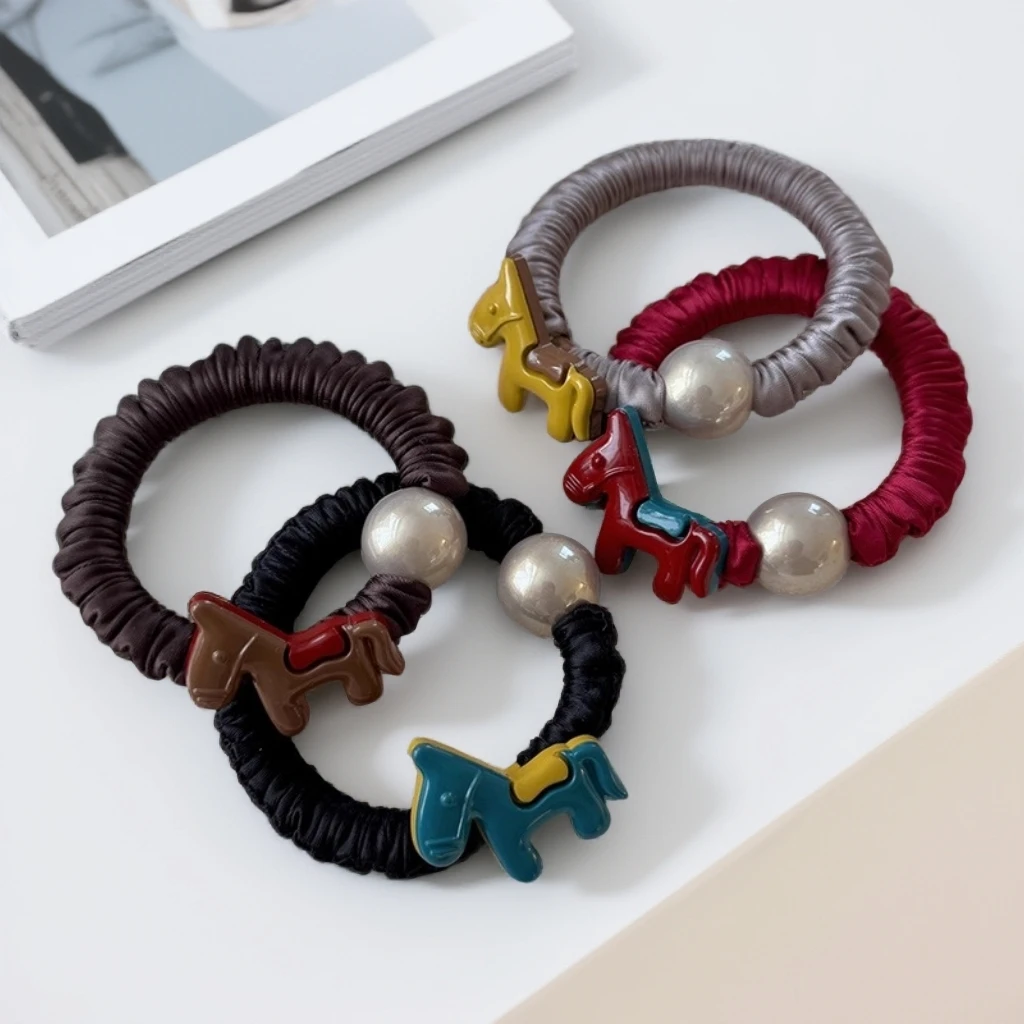 红色小马皮筋头绳2026马年气质时尚扎高马尾小肠发圈百搭发绳头饰