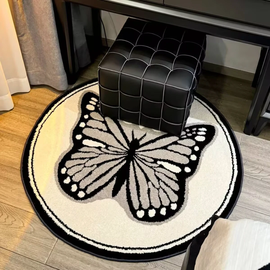 美蒂雅衣帽间圆形床边圆地毯地垫免洗轻奢镜前毯简约家用抽象混纺