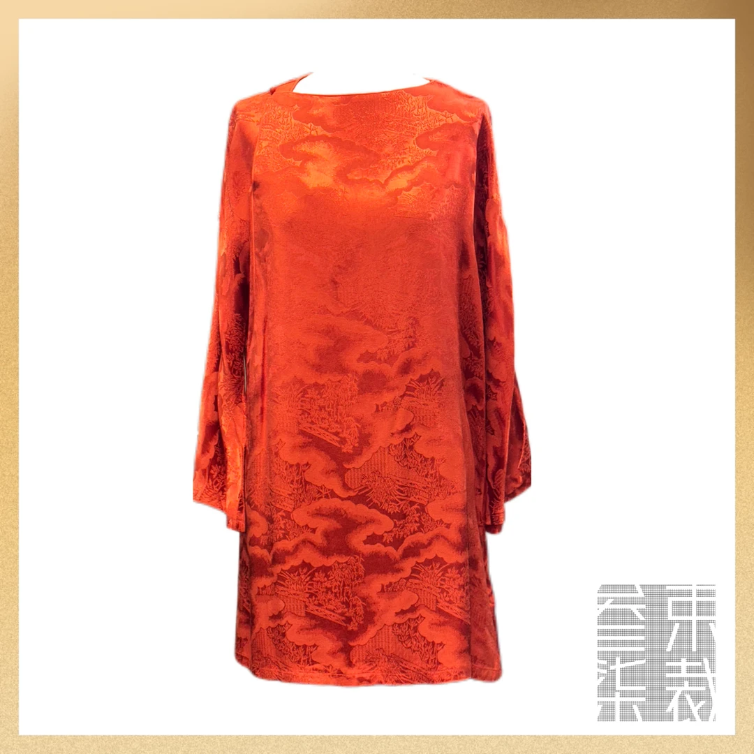 1377【清河】国风改良女装云纹花卉玛瑙扣宋锦提花新中式B165