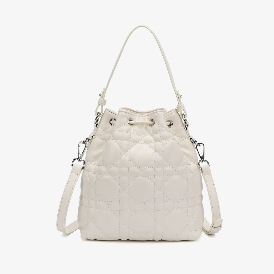 【D121】白色大号水桶包-新款大容量百搭时尚斜挎包 （尺寸21*7*23）