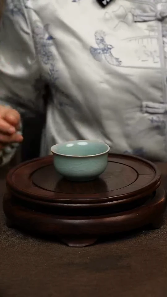 瓷片仿古天青天际杯60ml 微瑕 不带礼盒
