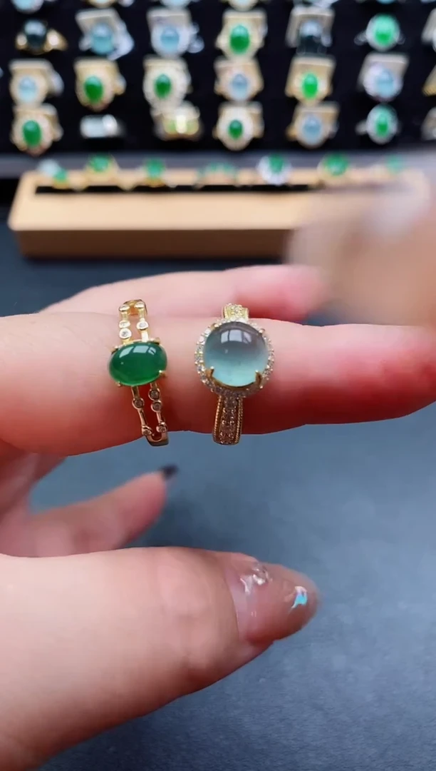 银S925镶嵌戒指翡翠1