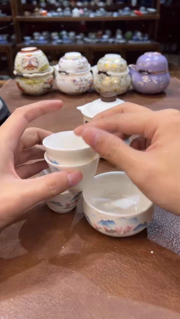 真的很便宜超好看会开片的旅行茶具