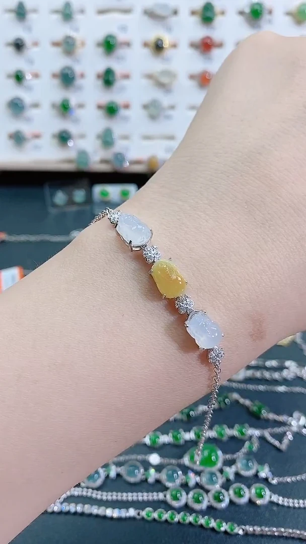 银S925镶嵌手链翡翠天然翡翠1