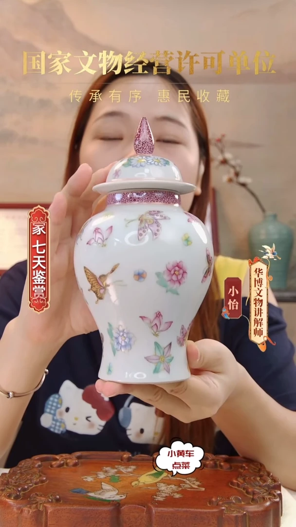 清罐510粉彩蝶恋花将军罐