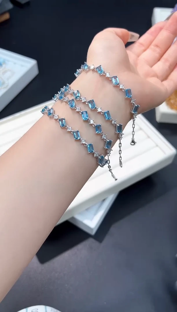 银S925镶嵌手串托帕石16e多样性发其一【1条】