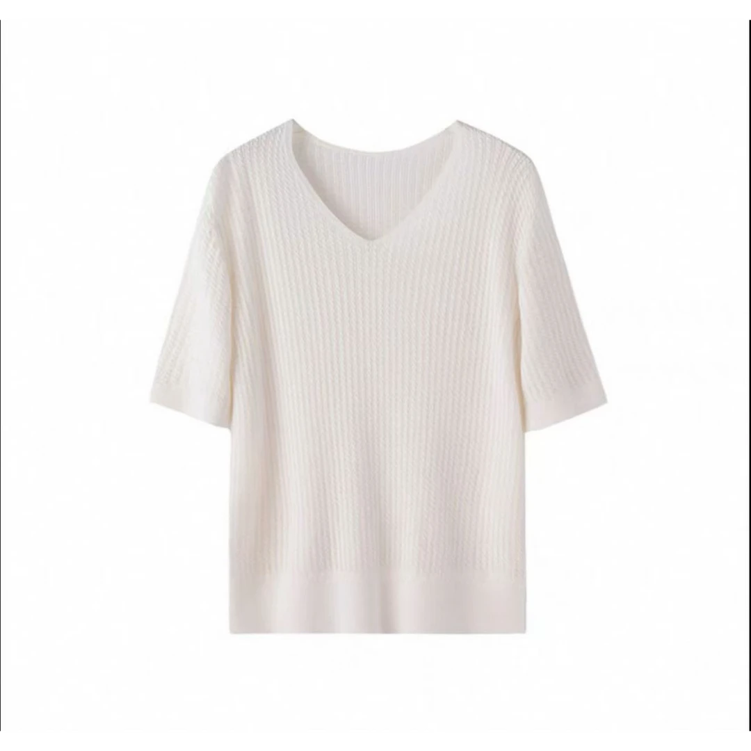 纹理感V领设计女式针织衫25DAK0369