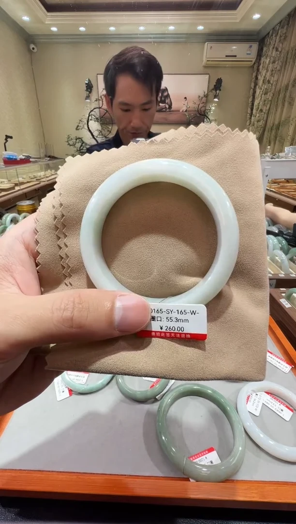 纯天然缅甸A货翡翠手镯55-56mm-纹-1-165号-福利镯