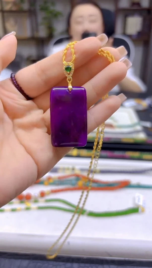 银S925镀金镶嵌苏纪石（舒俱来）吊坠(赠链)DIY款D252