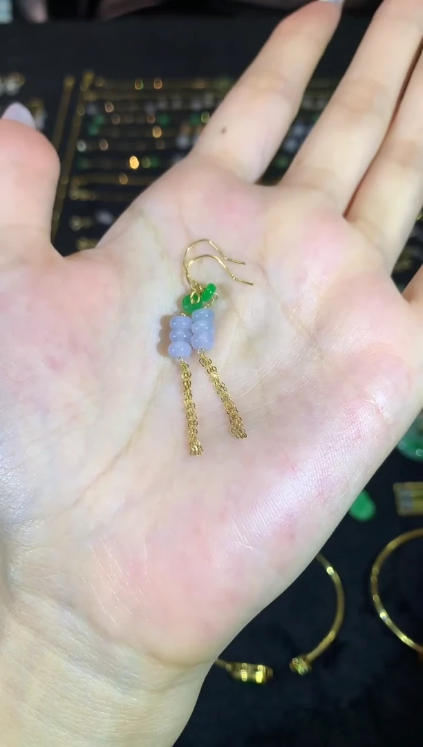 【闪购商品】翡翠耳饰18K金镶嵌a15zjh