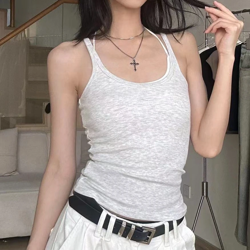短款吊带背心女夏季打底辣妹性感外穿美背无袖修身