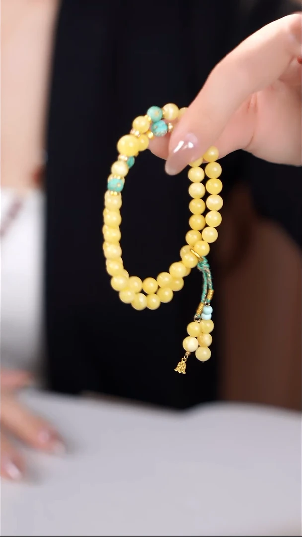 手串蜜蜡18K金镶嵌@