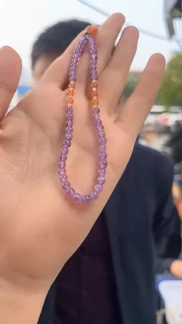 挂链未镶嵌紫晶天然手机链多样性发一mm