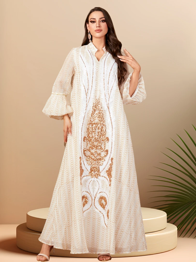 【XJ032】时尚新款民族服饰迪拜土耳其手工连衣裙气质礼服重工