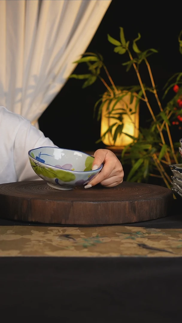 碗景德镇手工手绘高温釉下彩可进蒸箱烤箱微波炉洗碗机