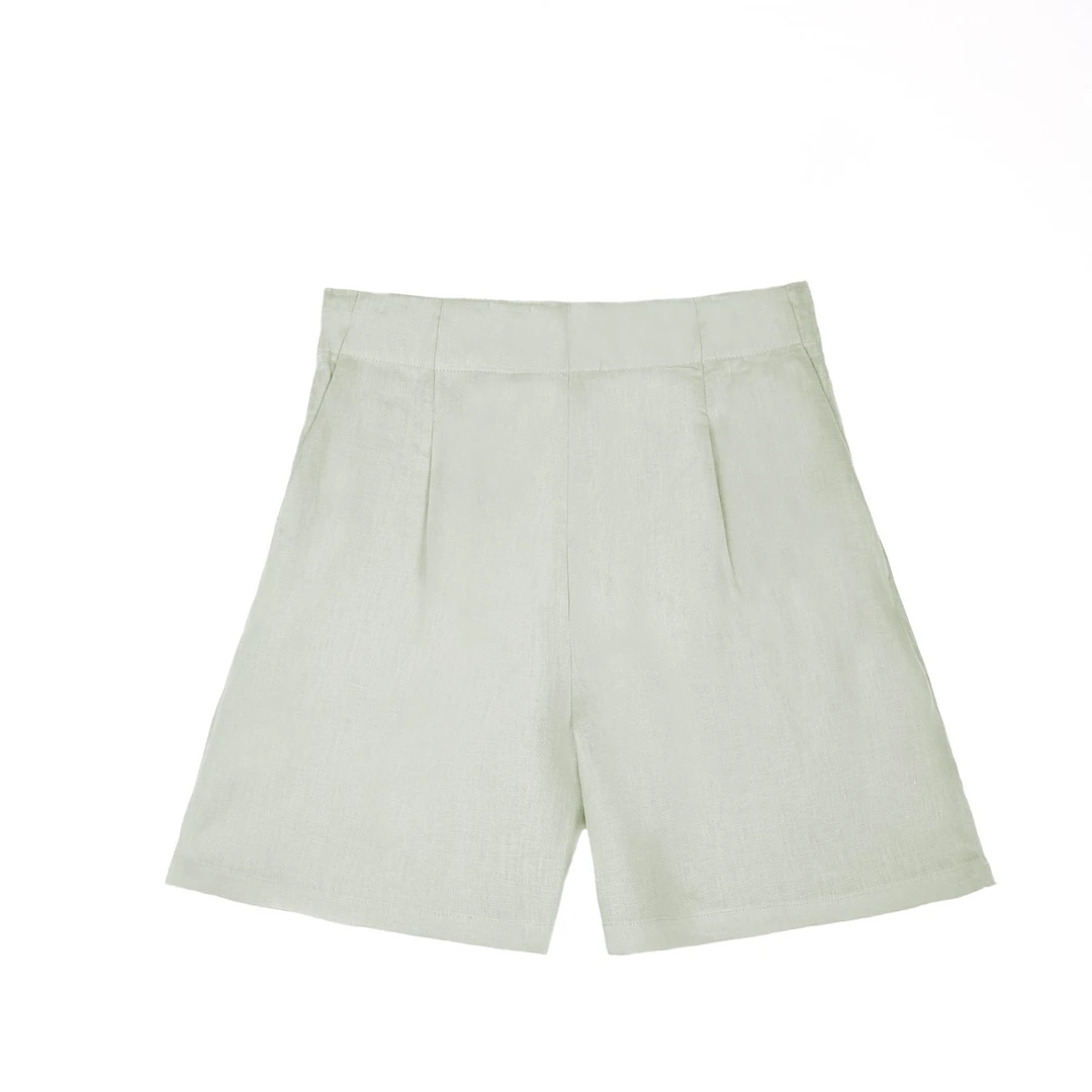 2025年夏季亚麻清爽短裤女士宽松慵懒舒适短裤透气亲肤爆款素雅