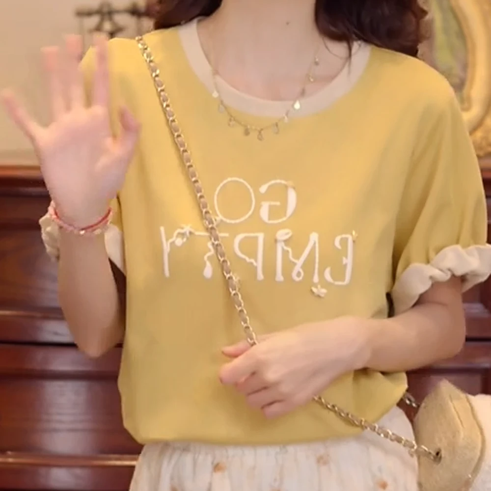 甜美休闲百搭小众短袖女夏季上衣