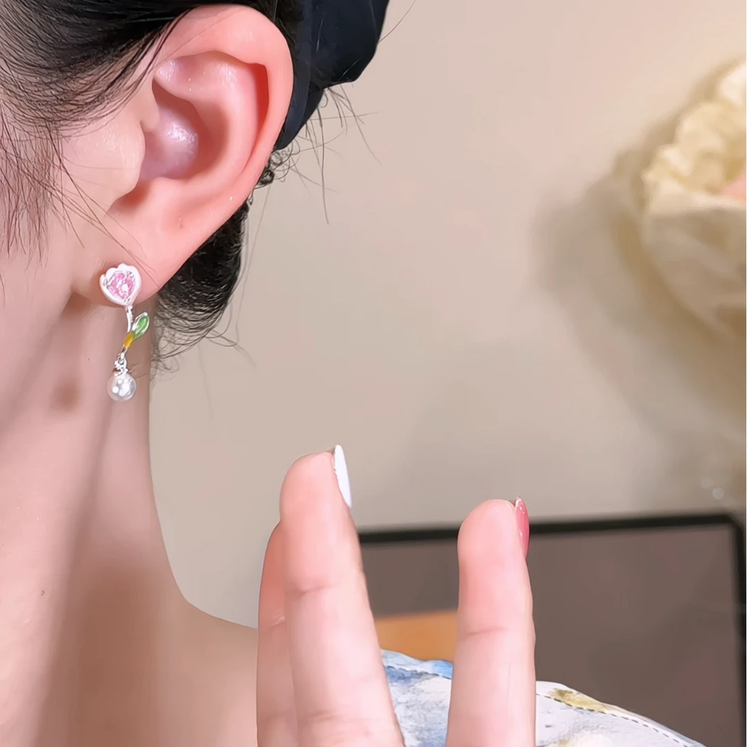 H363 郁金香耳环气质可爱百搭复古