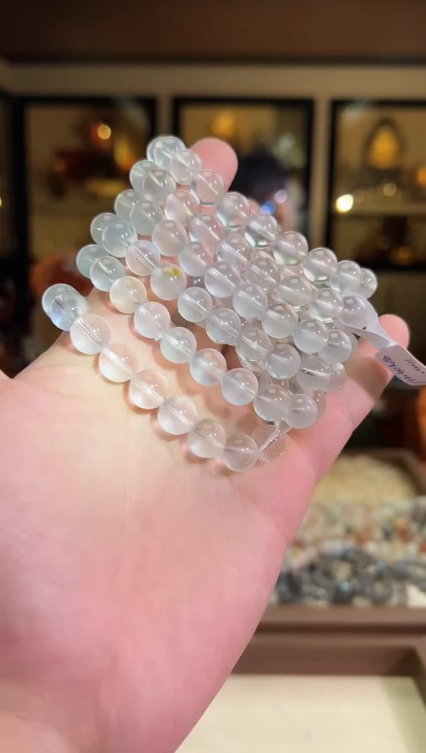 未镶嵌手链水晶10mm+雾霾蓝净体兔毛（多样性发一）