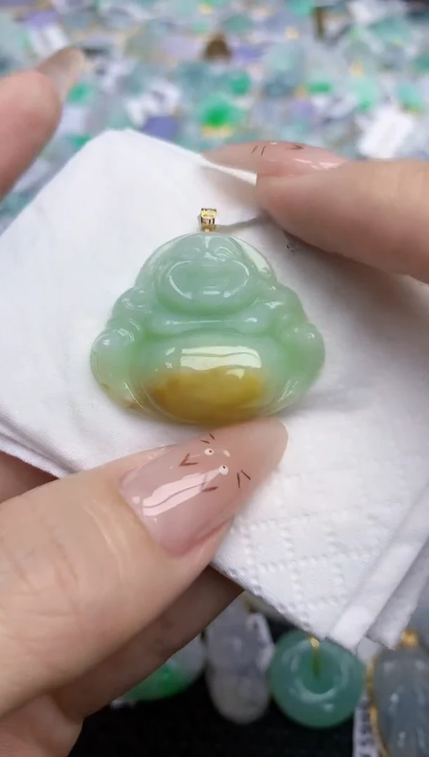 翡翠18K金镶嵌颈饰374   天然翡翠A货