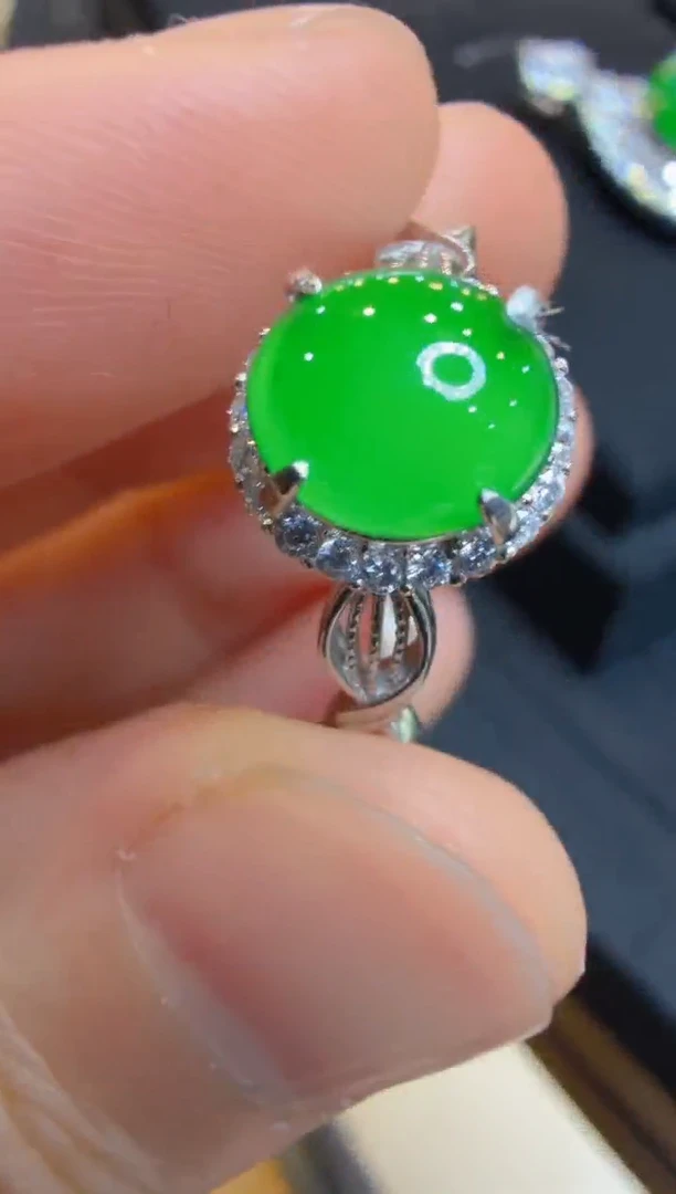银S925镶嵌戒指翡翠多样性团购发一件