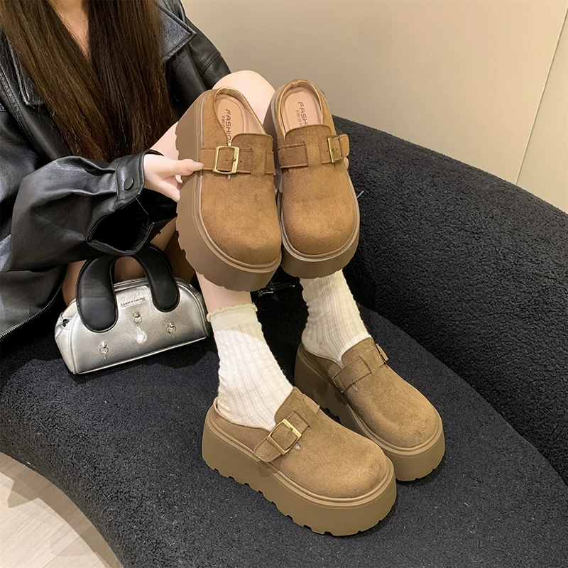 松糕厚底女外穿新款秋季一脚蹬博肯鞋包头拖鞋615(包头拖鞋)