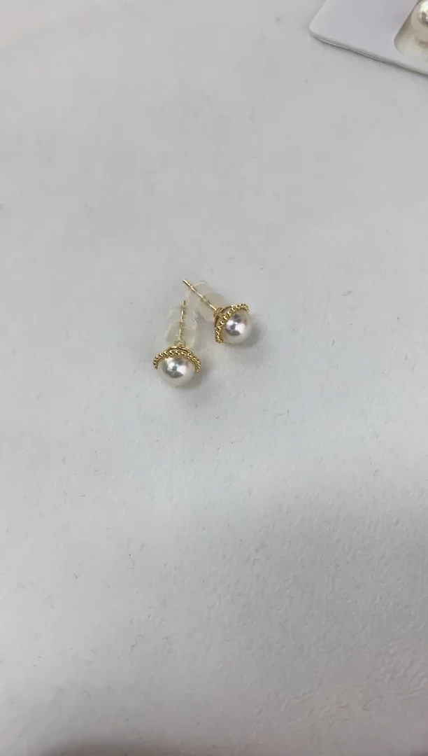 【闪购商品】海水珍珠耳饰18K金镶嵌太阳花6.5-7