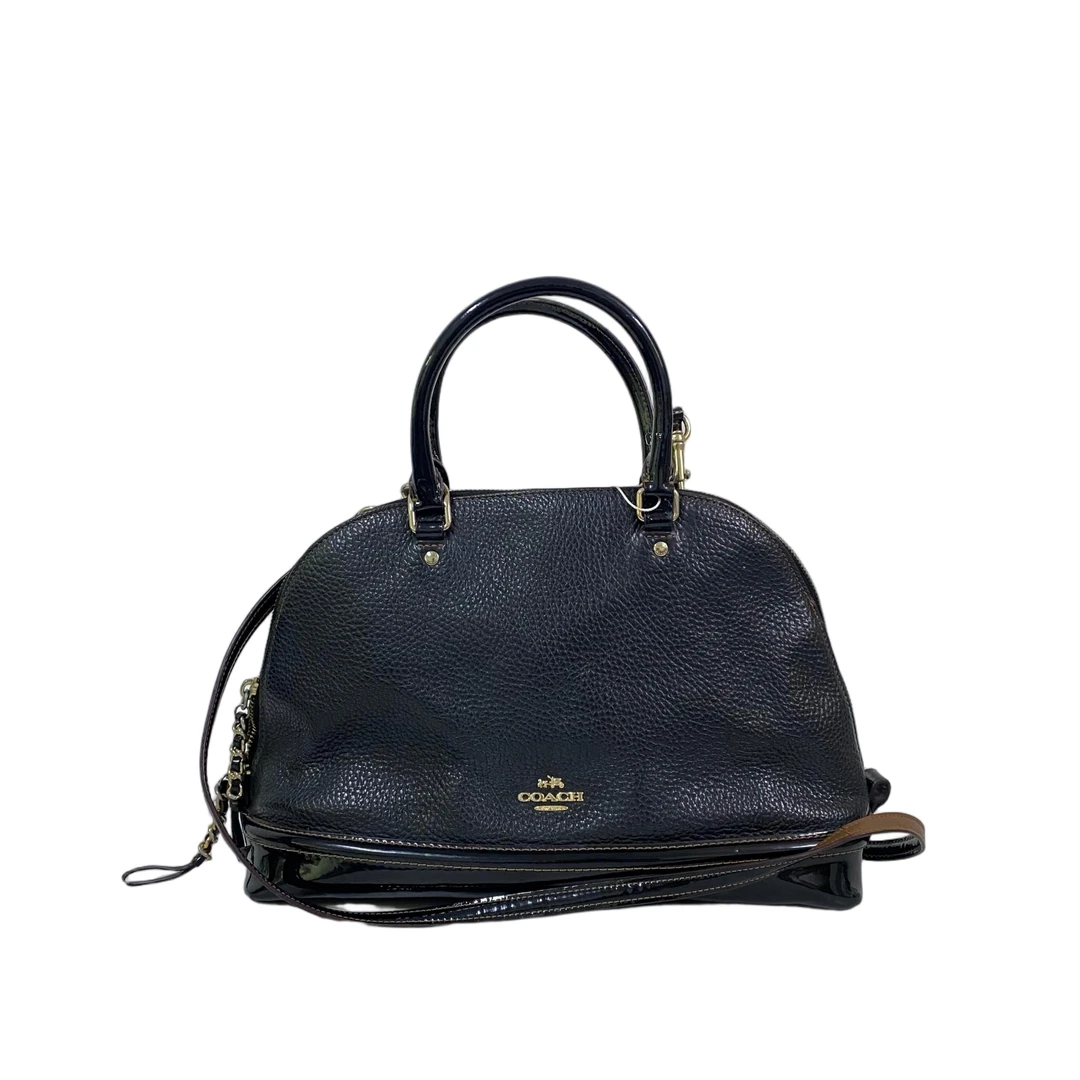 95新 COACH/蔻驰 黑色全皮单肩斜挎贝壳包SH-30685-A牛皮压纹