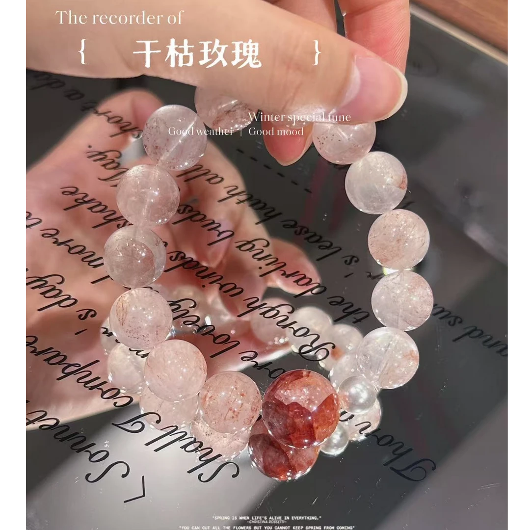 【晶灵 干枯玫瑰】13mm粉胶花+16mm红胶花手串 多样性发一