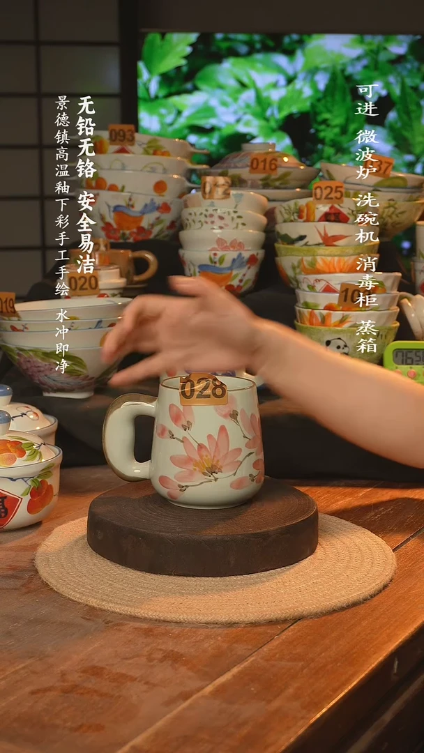 瓷景德镇高温瓷釉下彩手绘陶瓷