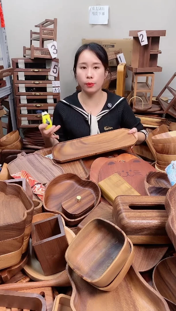 木 南美胡桃木长方八角盘40*15*2cm  整木