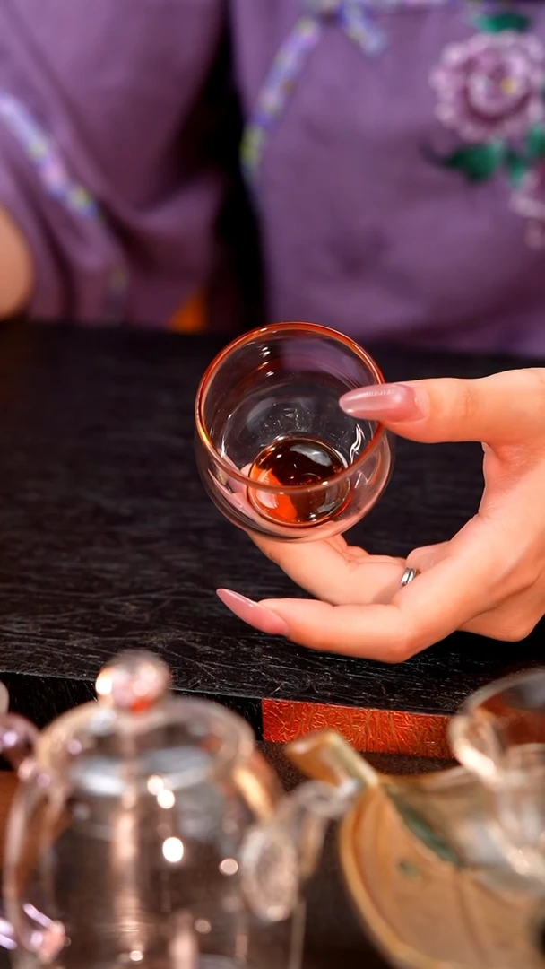 暗香疏影/圆融杯/手工彩璃窨底/琥珀