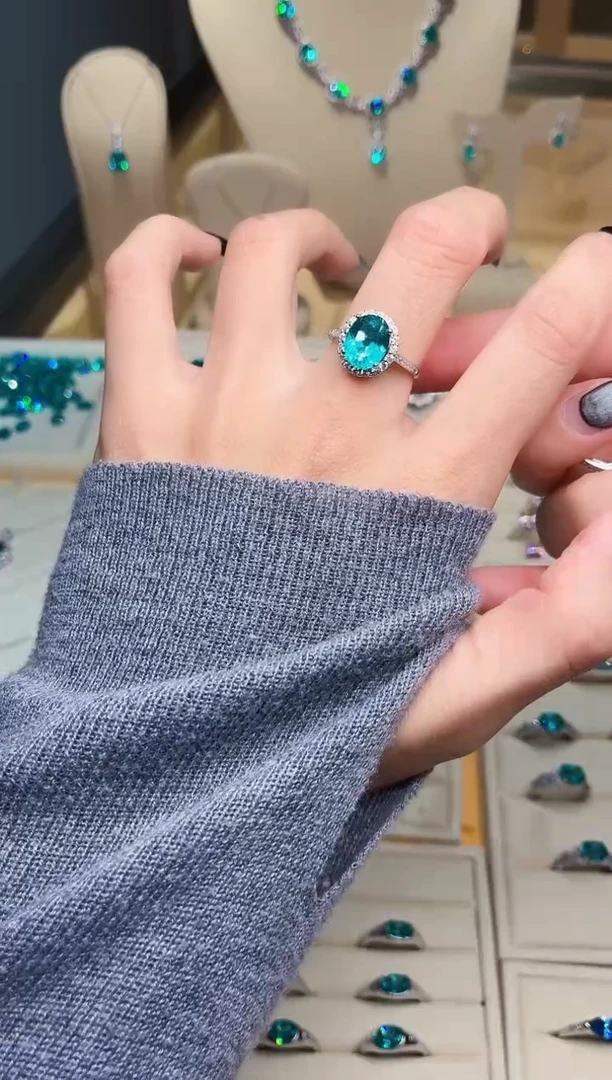 无925银无品牌 925银 轻奢女神款霓虹电光蓝系列