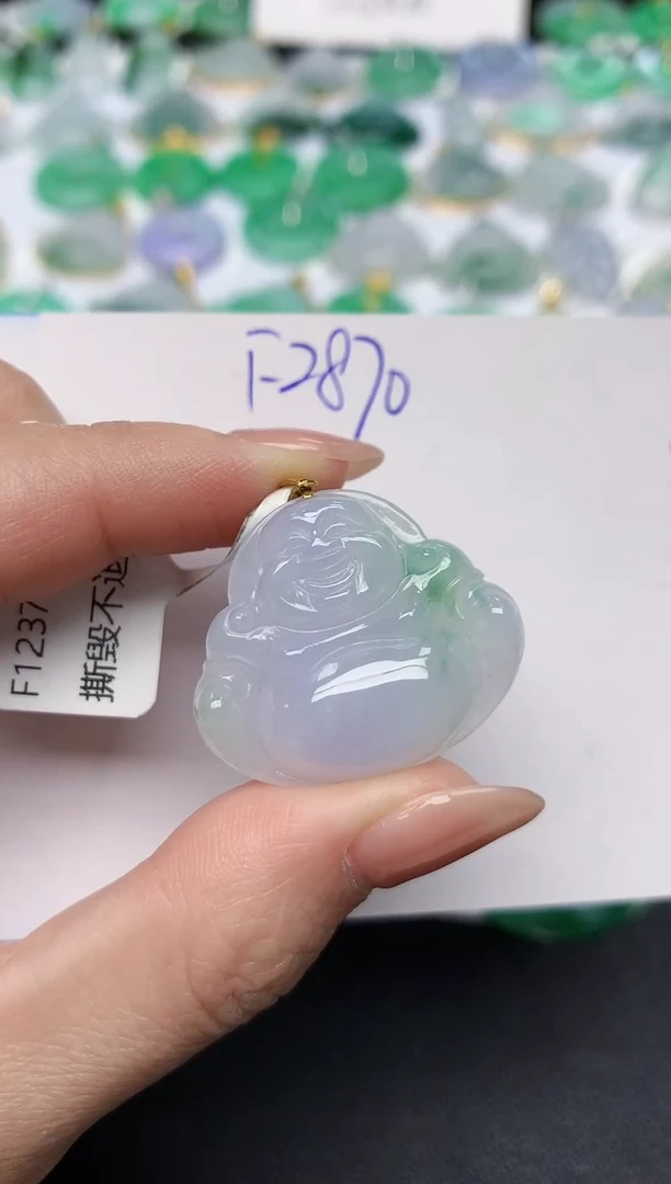 颈饰18K金镶嵌翡翠天然缅甸A货翡翠百元以上9元证书费自理