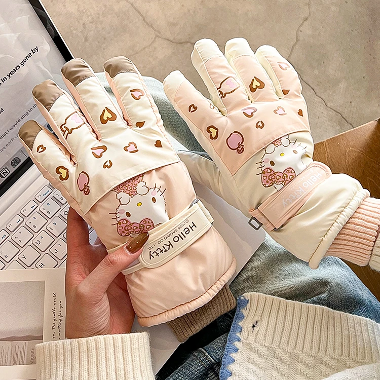 kt猫滑雪手套冬季可触屏加绒加厚保暖防寒防风防水摩托车骑行手套