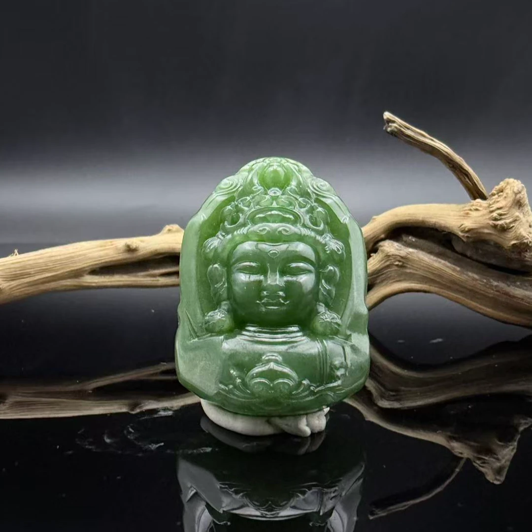 和田玉碧玉佛首吊坠2058