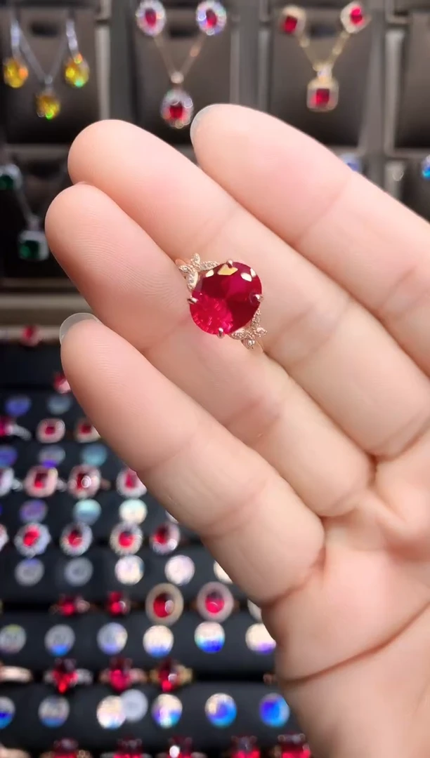 【闪购商品】红宝石戒指银S925镶嵌玫瑰金9.11