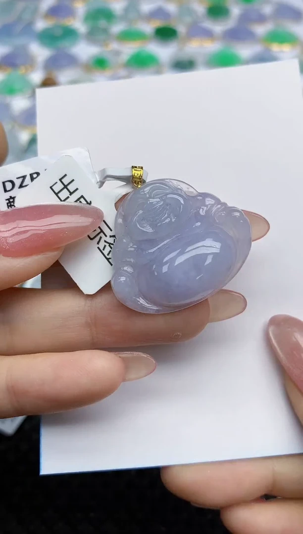 【闪购商品】翡翠挂件18K金镶嵌天然翡翠A货