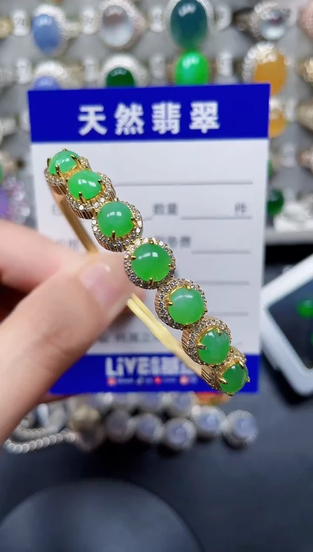 银S925镶嵌手镯翡翠77