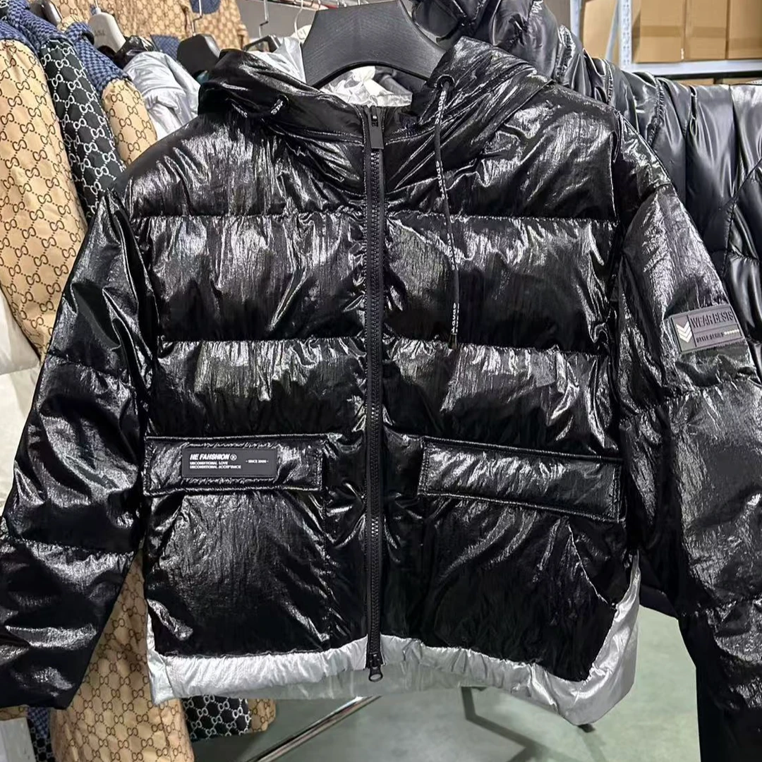 2024新款秋冬亮面男女生保暖带帽羽绒服9154