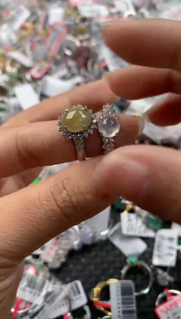 银S925镶嵌戒指翡翠777             4