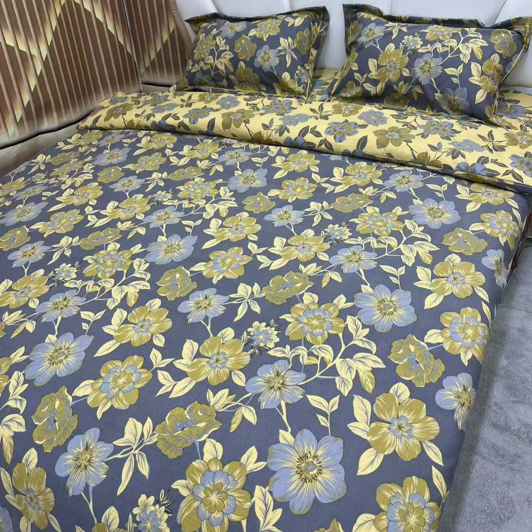 （2米黑金被套）双人印花纱布棉被罩