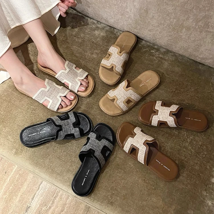 林肉肉 沙滩H型软底外穿夏季精致不累脚凉拖鞋 跟高2.5cm 8414