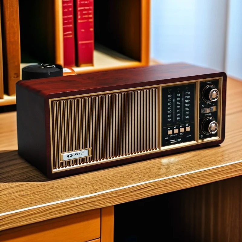 复古怀旧木制台式收音机调频中波短广播收音机蓝牙音箱插卡音响