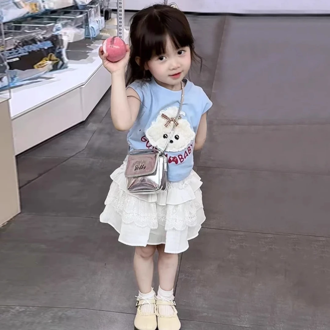 女童套装韩式俏皮2025夏季新款女孩卡通夏装女宝洋气时髦两件套潮