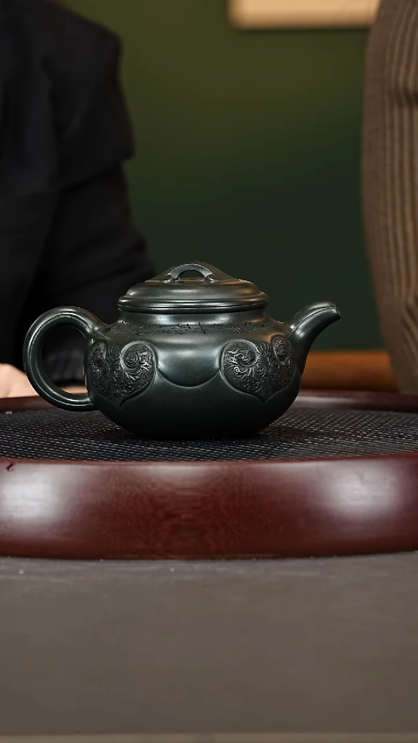 茶壶紫砂12ZWP仿古如意 可心绿泥450cc