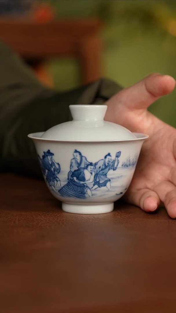 【闪购商品】杯华山拙隐 乐渔图盖碗