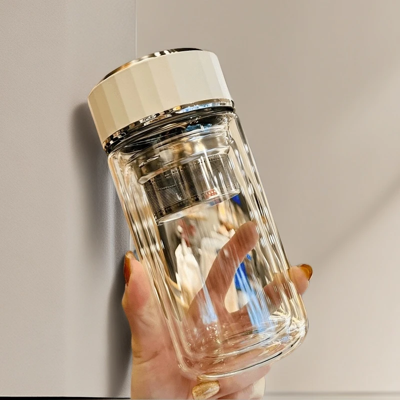 苏泊高档水杯高硼硅玻璃水杯女款玻璃防摔便携泡茶杯水杯微保温男