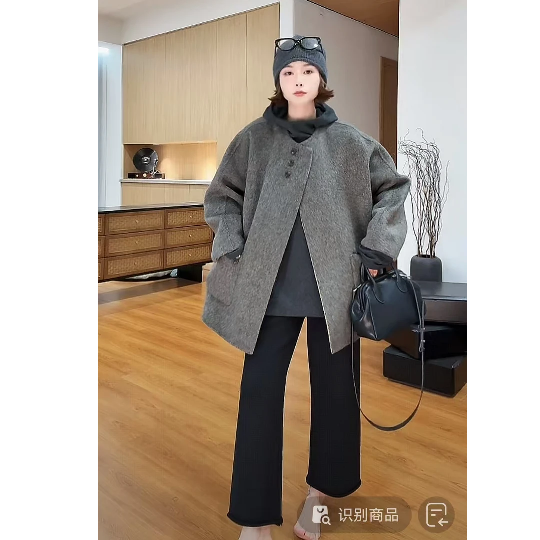 YYOUHAN 2025新款【西塔茶】极简纯色秋冬慵懒风呢外套 2509C5338