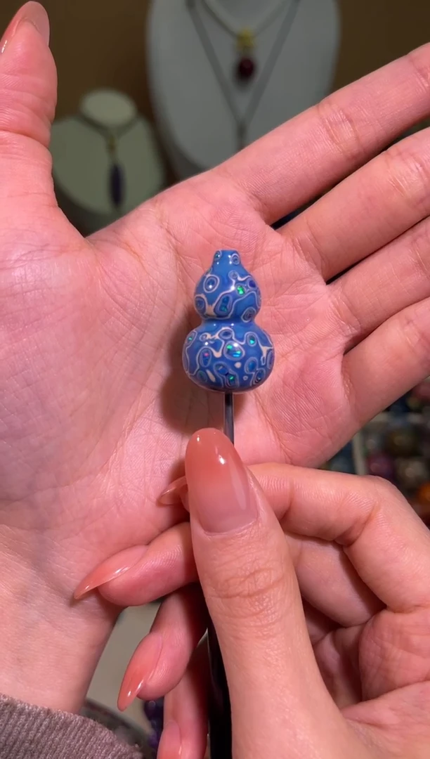 榕城大漆蓝色变彩葫芦珠